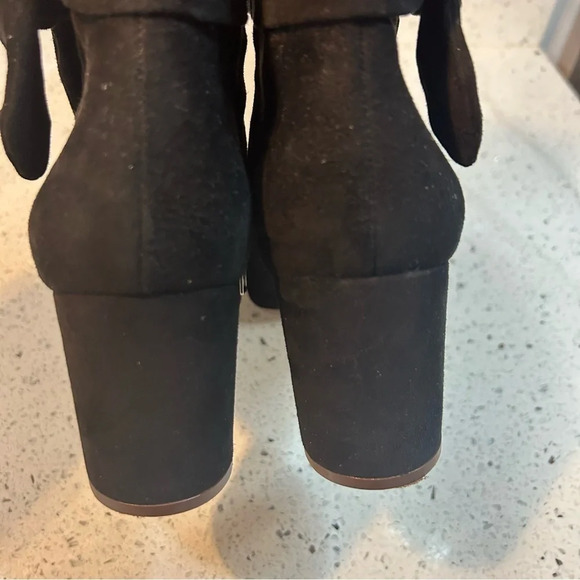 Madewell Esme Black Suede Bow Boot Circle Block Heel - Picture 12 of 13